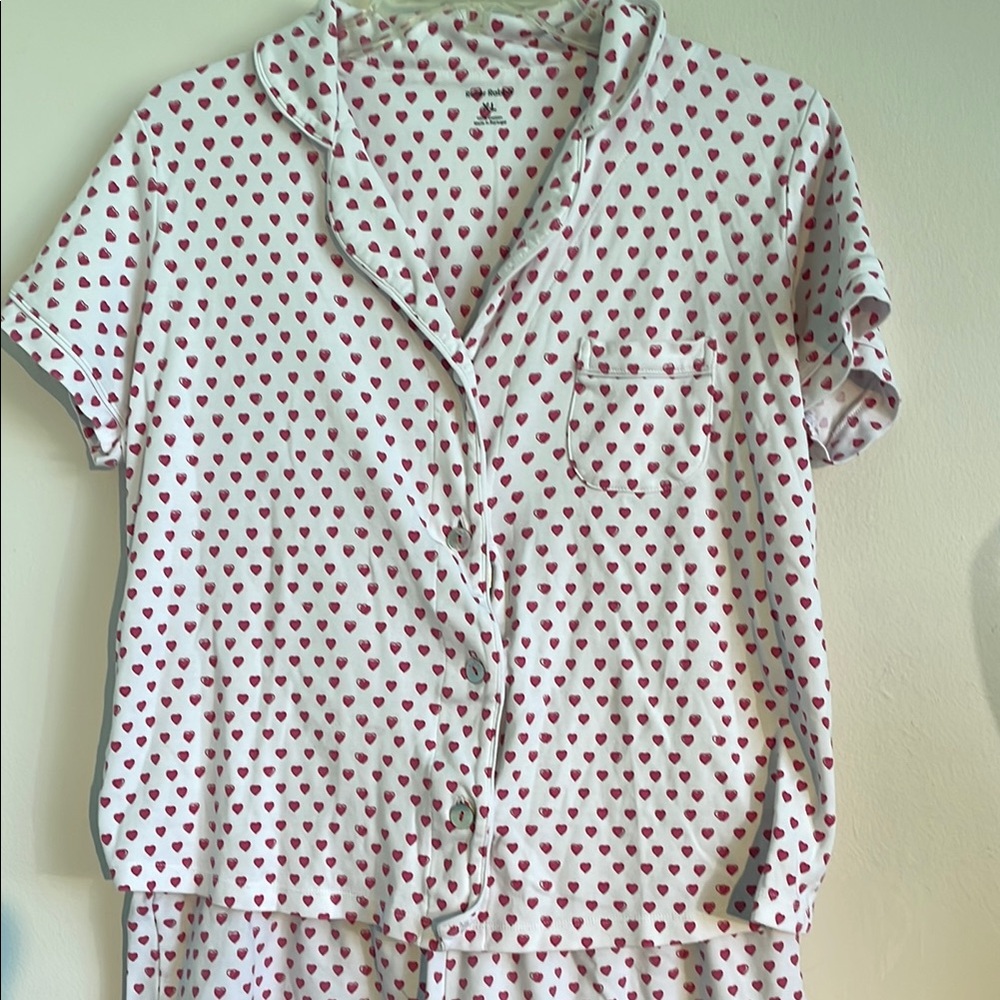 Roller Rabbit Pajama Set with Red Heart Pattern